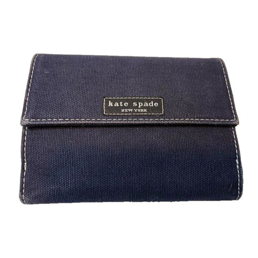 Kate Spade NY Black Cloth Bifold Wallet Snap Close Coin Pocket Classic Casual